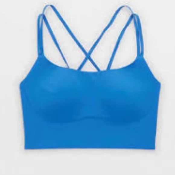 NWT Aerie Offline Real Me Blue Strappy Sports Bra - Picture 3 of 7